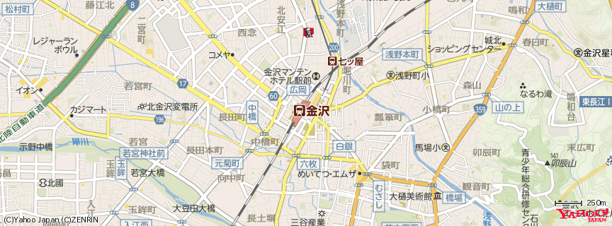 JR金沢駅 - Kanazawa station 地図 JR金沢駅 - Kanazawa station 地図